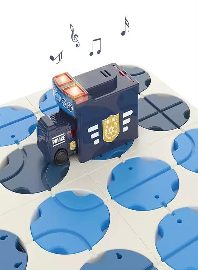 EXOMOON DIY Track Maze Race Car Track Building Block Educational Toy Set Tiles DIY Play Set 2 Light Up Car STEM Learning Construction (Police Car) - Image 3